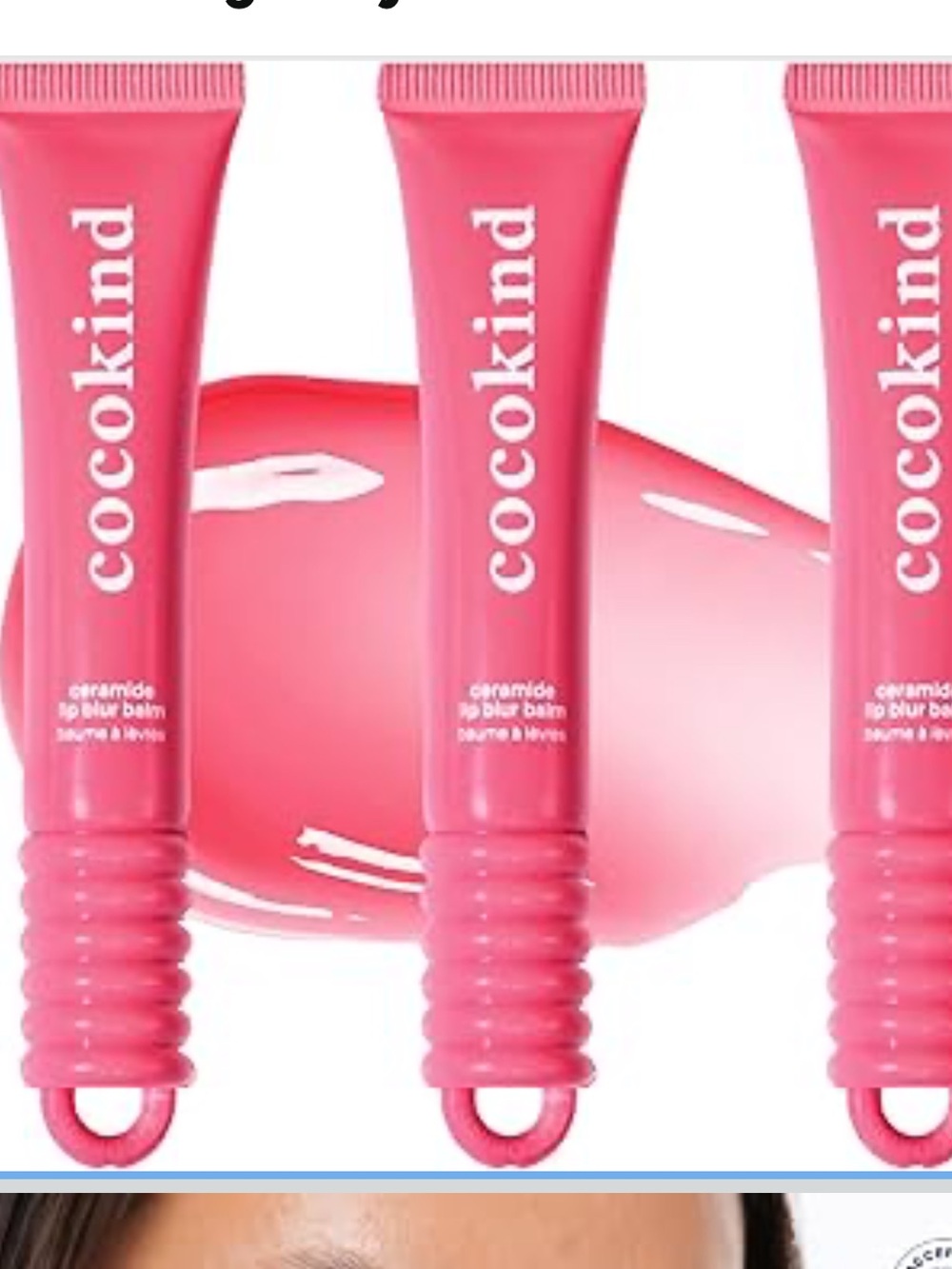 Cocokind Ceramide Lip Blur Balm, Be Brave - Hot Pink Hydrating Lip Balm 3 pack
